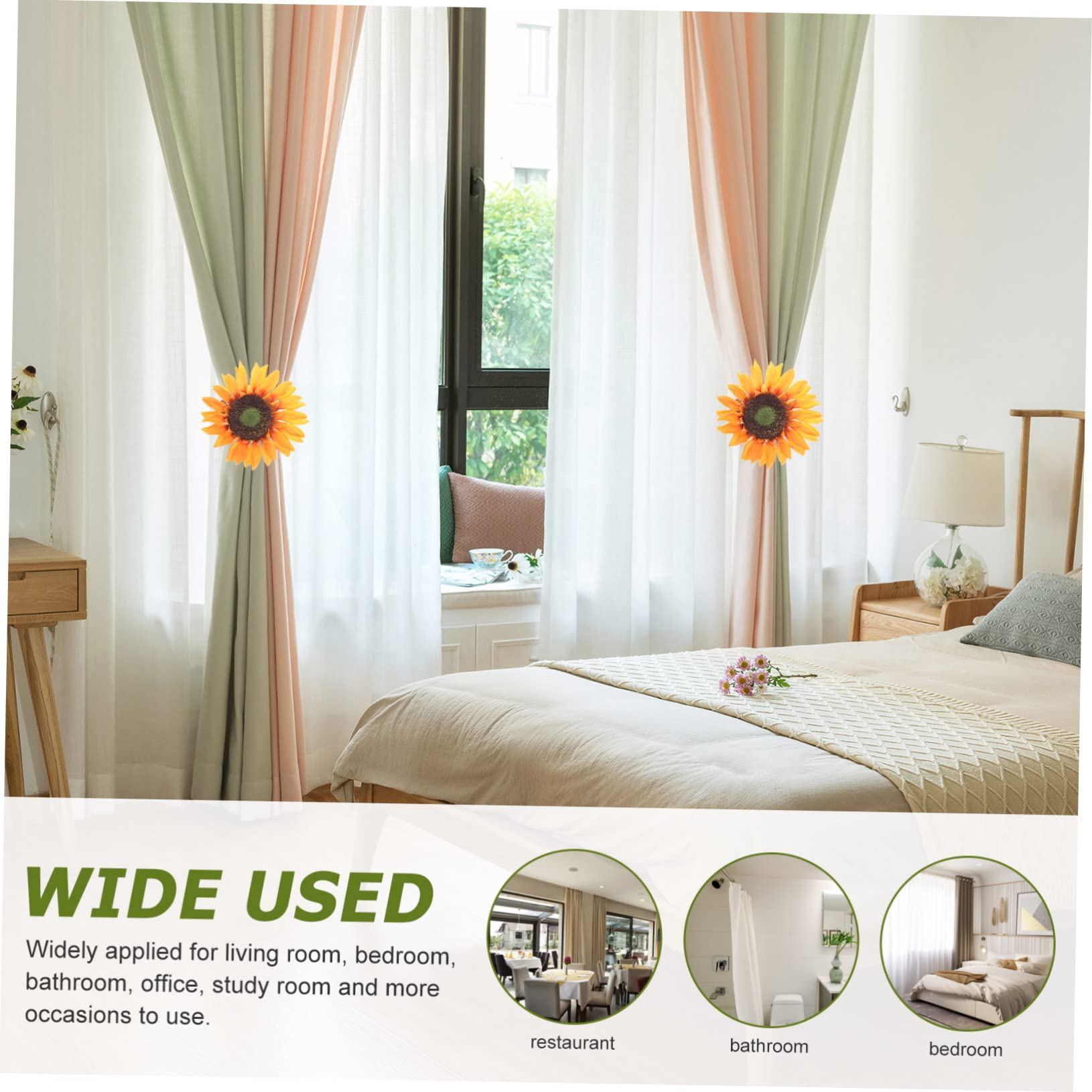 OUNONA 10stücke Sonnenblumen Vorhang Raffhalter Clips Stabile Gardinenbinder Für Schlafzimmer Wohnzimmer Büro Dekorative Vorhang Halterungen Mit Starkem Halt Klassisches Design Für