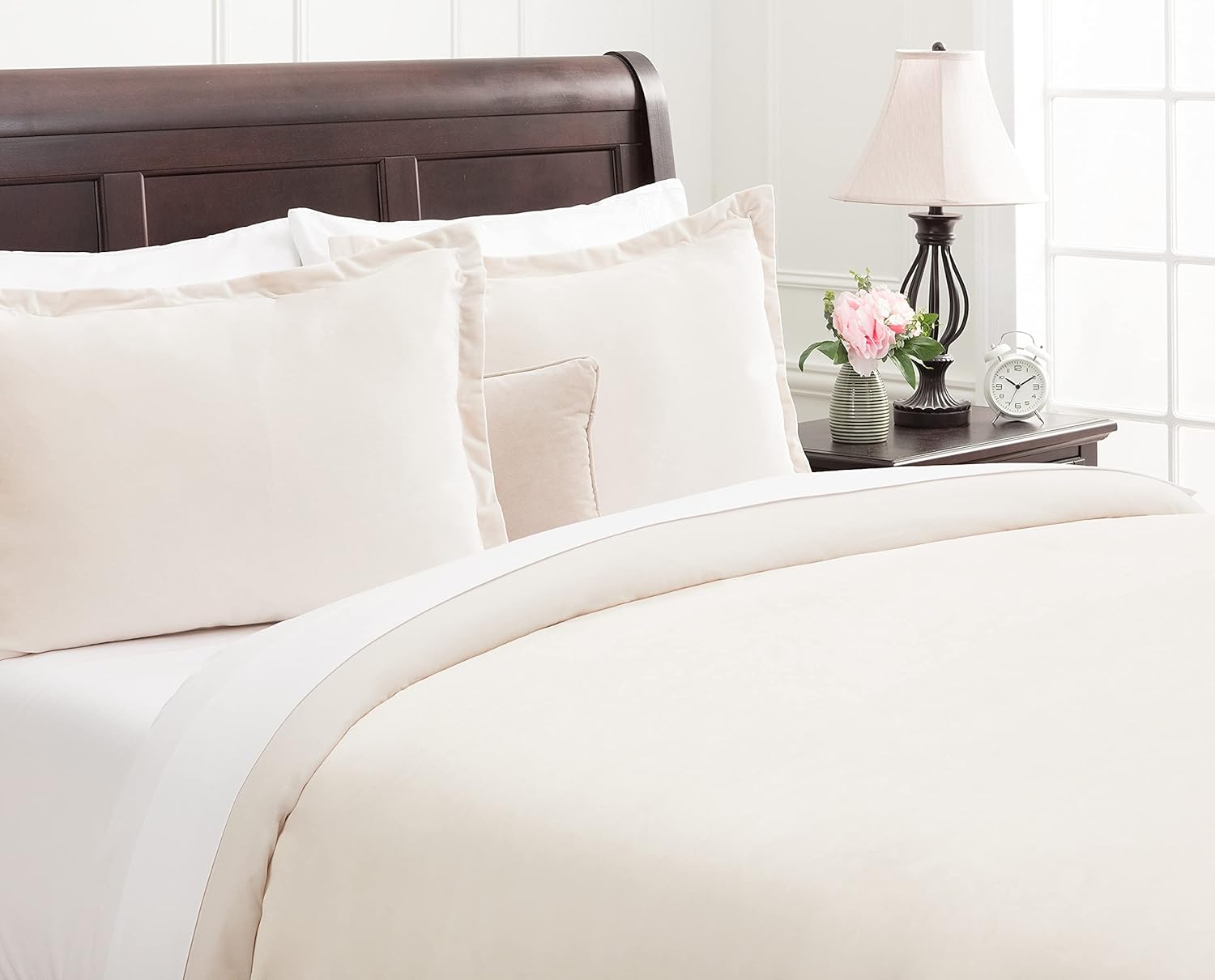 Chanasya Premium Velour Velvet Duvet Cover Set - Duvet Cover (68” x 90”) & 1 Pillow Sham (20” x 26”) - 2-Piece Set - Ivory, Twin Size