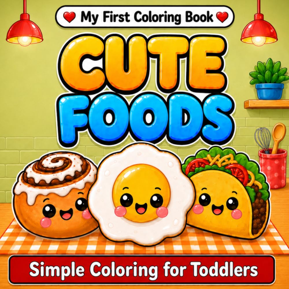 My First Coloring Book: Cute Foods: Simple and Fun Coloring for Toddlers