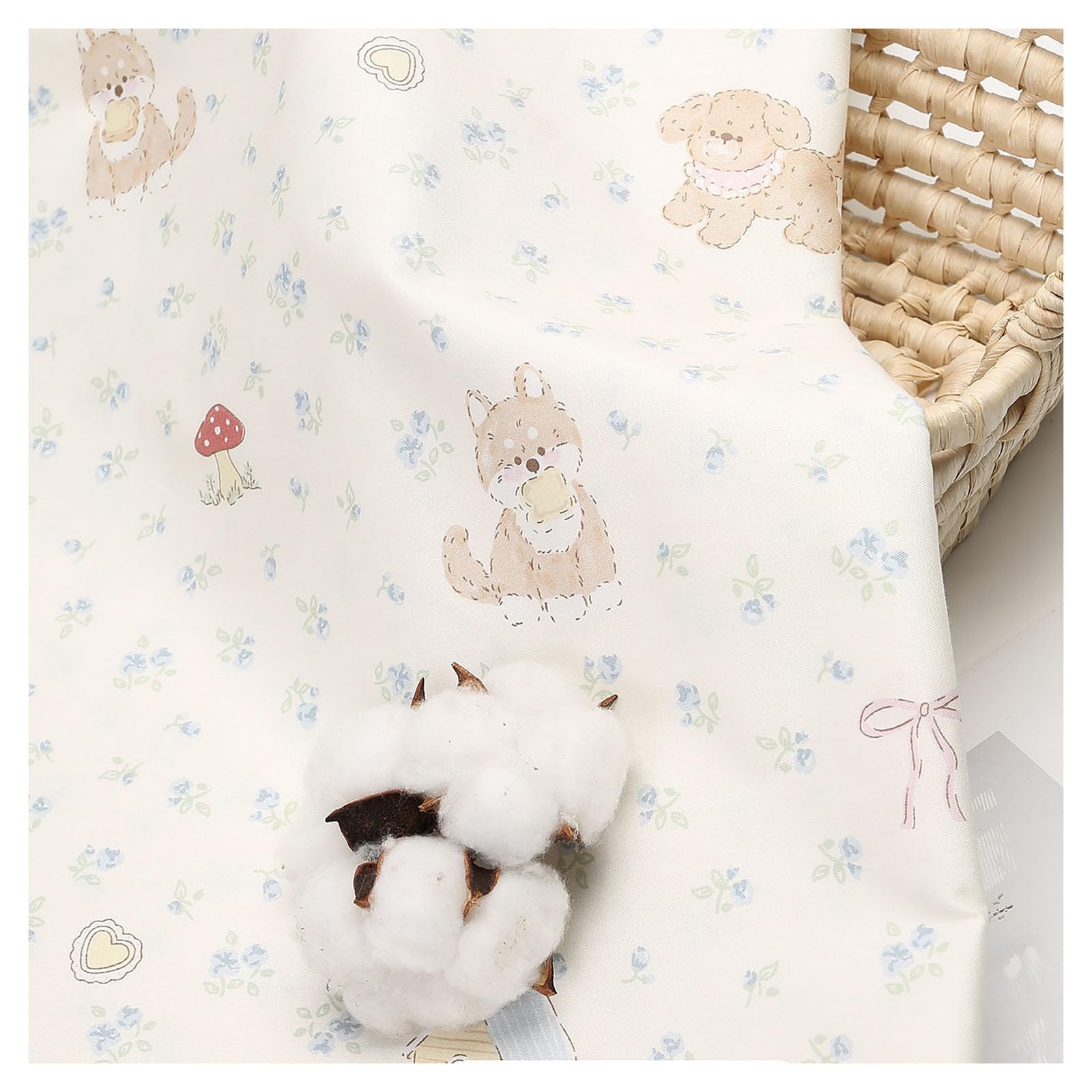 Tessuto di cotone per bambini, 200 x 235 cm, al metro, per cucire, fiori