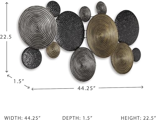 Miniatura 5 de Signature Design by Ashley Emsley - Decoración de pared de metal ecléctico de 44 x 22 pulgadas, acabados metálicos, estilo contemporáneo, moderno y