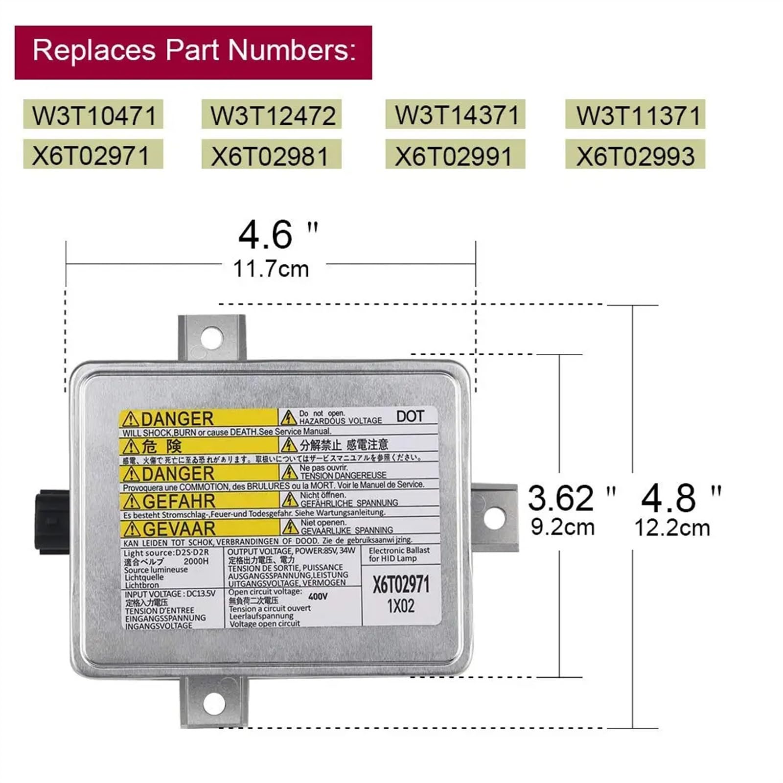 Balastro Centralita Compatible con Mitsubishi para Grandis 2003 2004 2005 2006 2007 2008 2009 2010 2011 Xenón HID Faro Balasto W3T10471 X6T02991 33119-S0K-A10