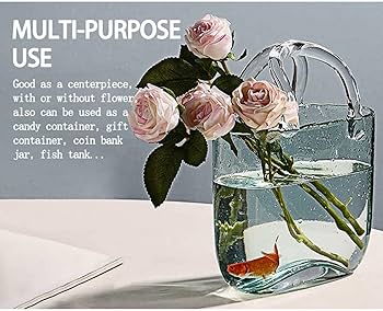 Amazon.co.jp: 花瓶ハンドバッグ, 取っ手付き花瓶 ガラスの花瓶バッグ