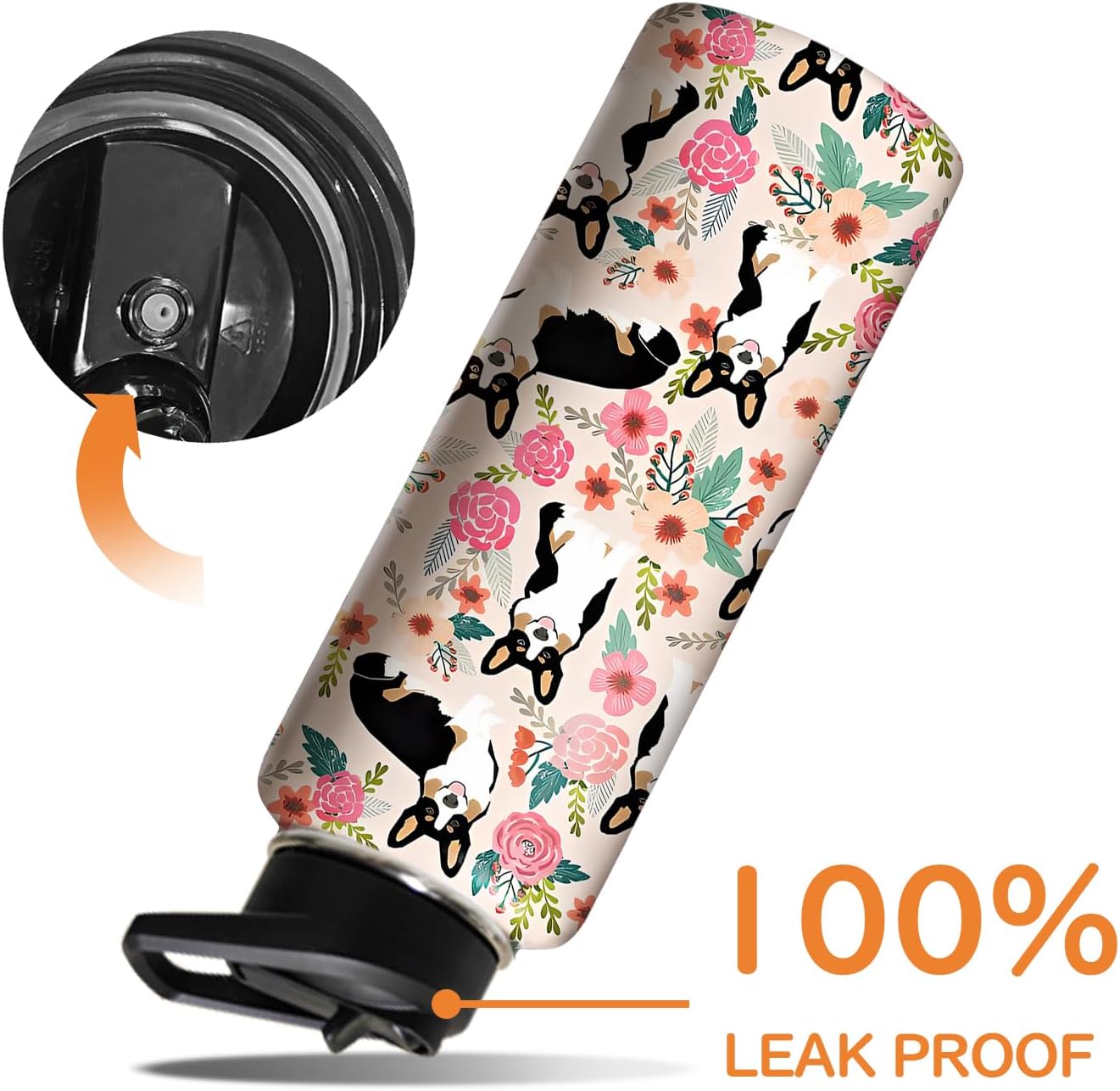 40oz Corgi Water Bottle with Handle and Flip Straw, Dog Animal Sports Stainless Steel Insulated Cup Travel Coffee Mug Tumbler, Birthday Mothers Day Chritmas Gifts for Women - Image 6