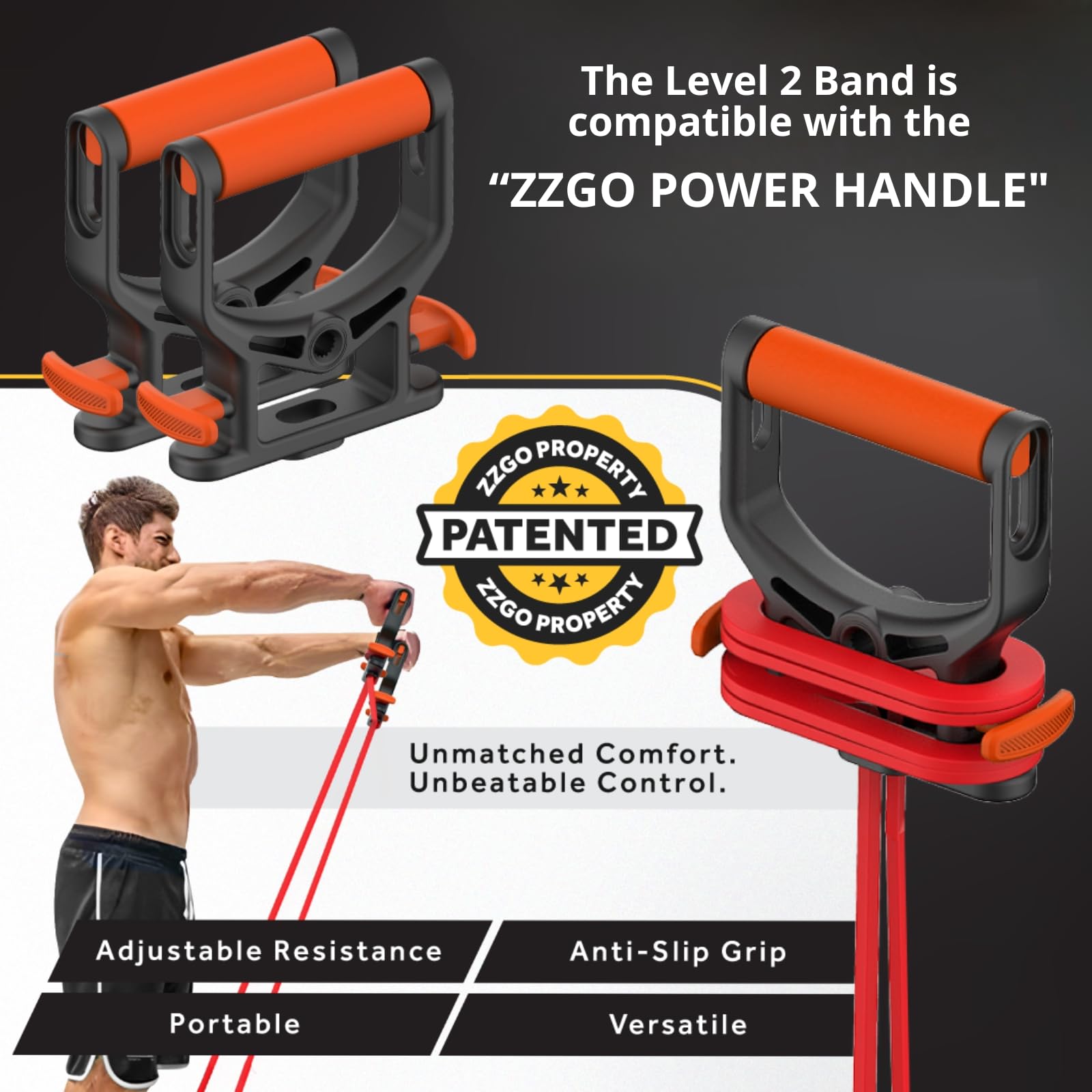 ZZGO Level 1 Resistance Band (Range 4-7kg) | Elastic Rubber Fitness For Bodybuilding, Exercise, Natural Latex Tape, Yoga, Pilates, Calisthenics