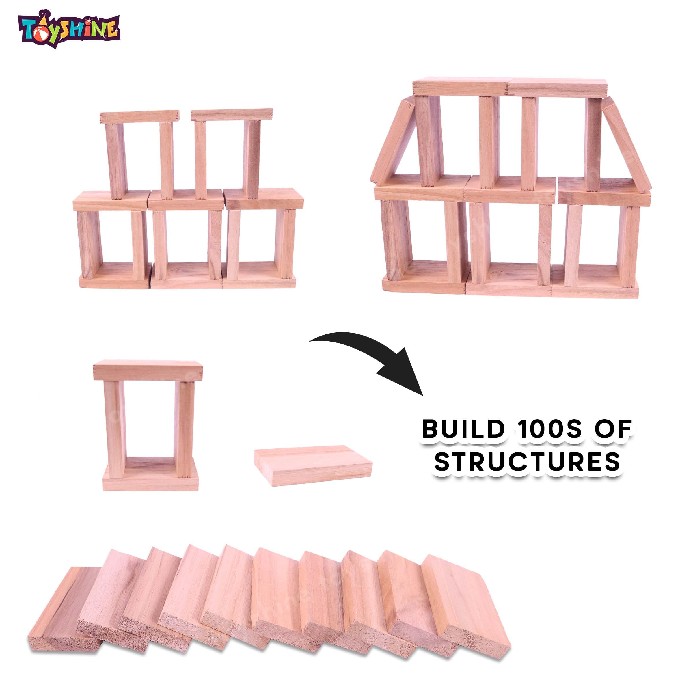 Toyshine 120 Pc All Natural Wooden Domino Blocks Set Domino Tile Bulk Building Racing Stacking Games Educational Toys for Kids Birthday Party Favor - Image 2 thumbnail