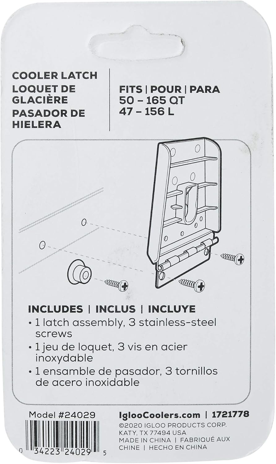 Igloo Hybrid Stainless and Plastic Latch (3.38 L x 0.57 W x 0.57 D Inches) - Black/Silver
