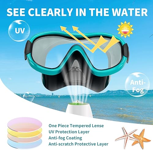 Miniatura 3 de Gafas de natación para adultos, máscara de buceo para adultos, correa elástica ajustable de punto, gafas de natación, vidrio templado con máscara de