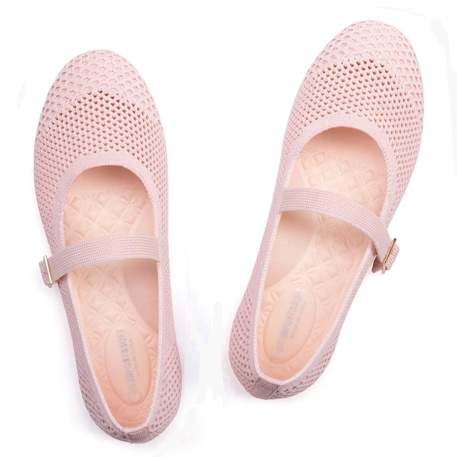 Frank Mully Mary Jane Ballerinas für Damen, bequeme elegante Ballerinas, lässig, runde Zehenpartie, zum Reinschlüpfen, waschbar, Strickstoff, Büro, Arbeit, Frauenschuhe