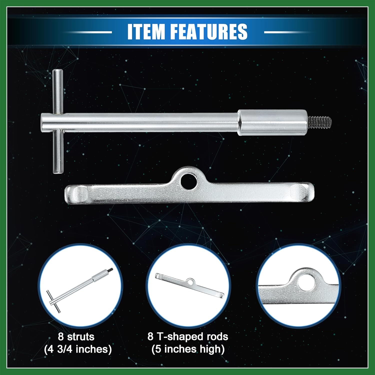 Motoforti T-Shape Valve Cover Bolts Hold Down Kits Compatible for Chevy SBC 265 283 302 305 307 327 350 400, Durable Alloy Silver Tone Long-lasting