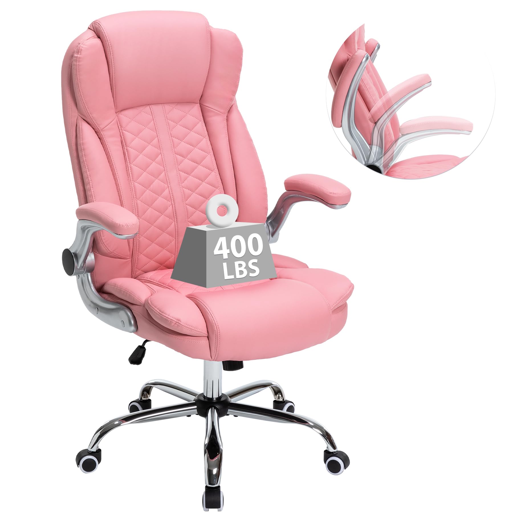 400lbs Executive Office Chair with Flip-Up Armrests Big and Tall Computer Chair for Heavy People Heavy Duty Ergonomic
