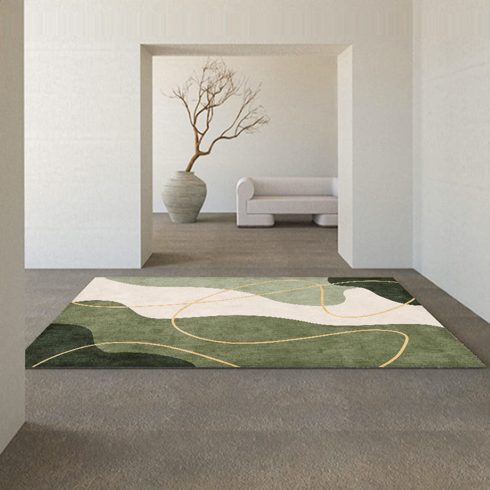 Tappeto 90X150 Verde Tappeto Salotto Moderno,Tappeti Camera Da Letto Antiscivolo,Tappeto Pelo Corto,Tappeto Grande Per La Decorazione Domestica