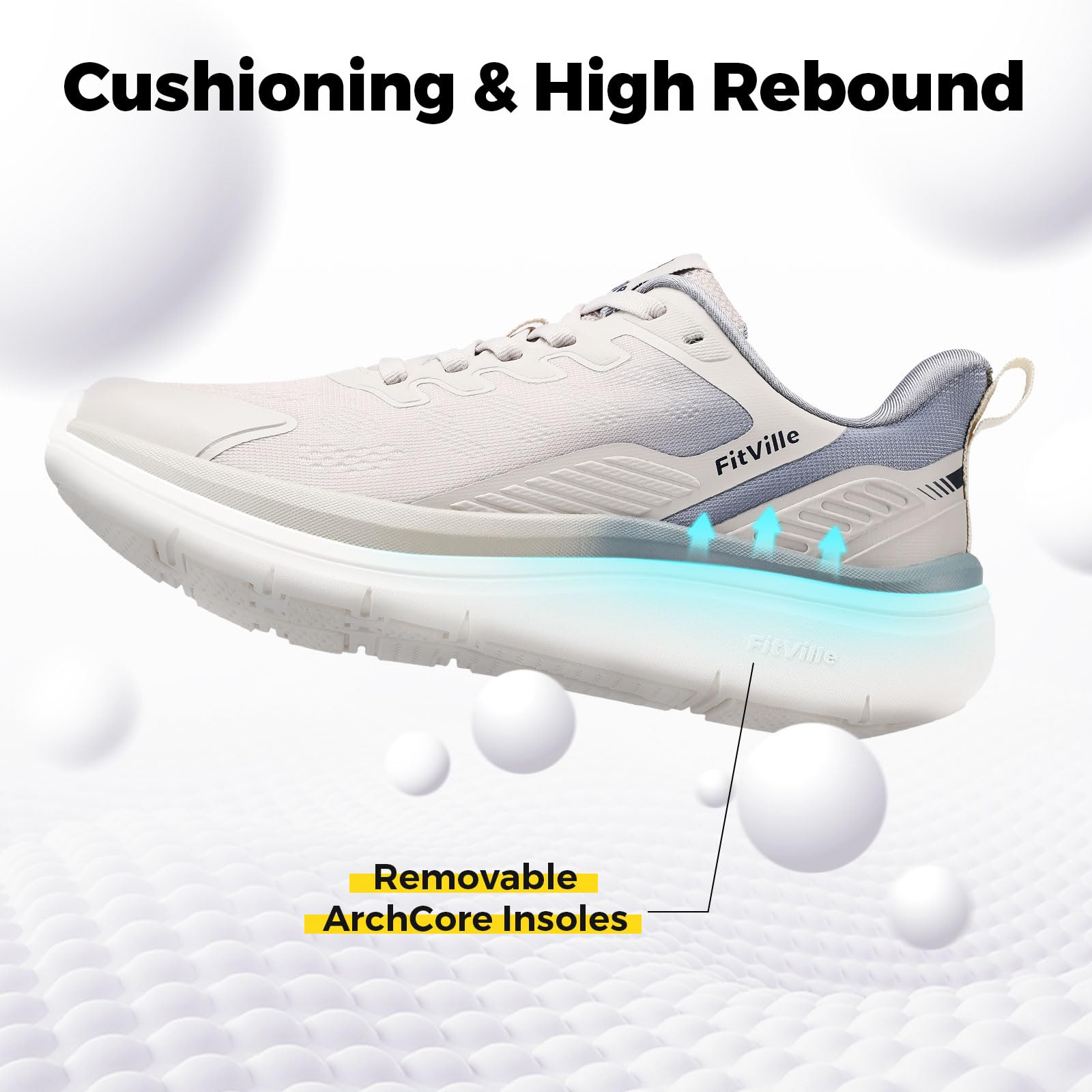 FitVille Extra Weit Sportschuhe Damen Walkingschuhe Leichte Joggingschuhe Atmungsaktiv Fitnessschuhe rutschfest Sneakers Bequeme Dämpfung Freizeitschuhe