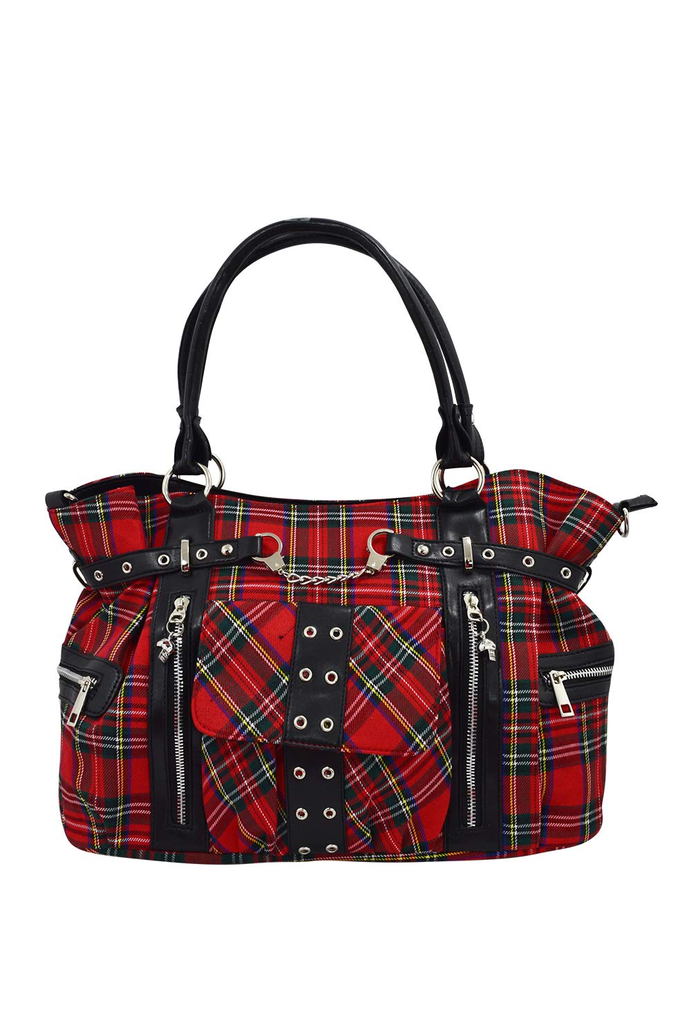 Lost Queen Red Royal Stewart tartan Plaid Punk Rock Purse with Handcuff ...
