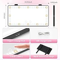 Vista 4 de SINGARO Espejo de tocador con visera solar para automóvil, espejo de maquillaje recargable con 60 LED, 3 modos de luz y control táctil regulable