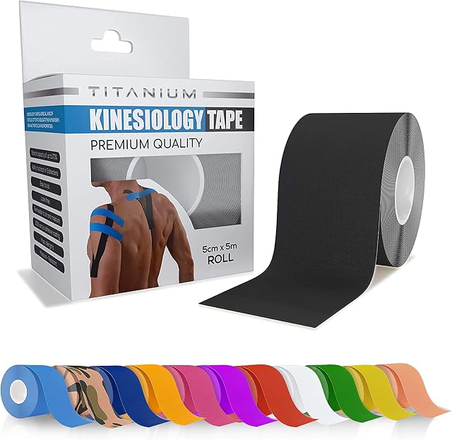 Titanium Sports Kinesiology Tape - 5m Roll of Elastic Water Resistant Tape for Support & Muscle Recovery - Quality Sports Tape