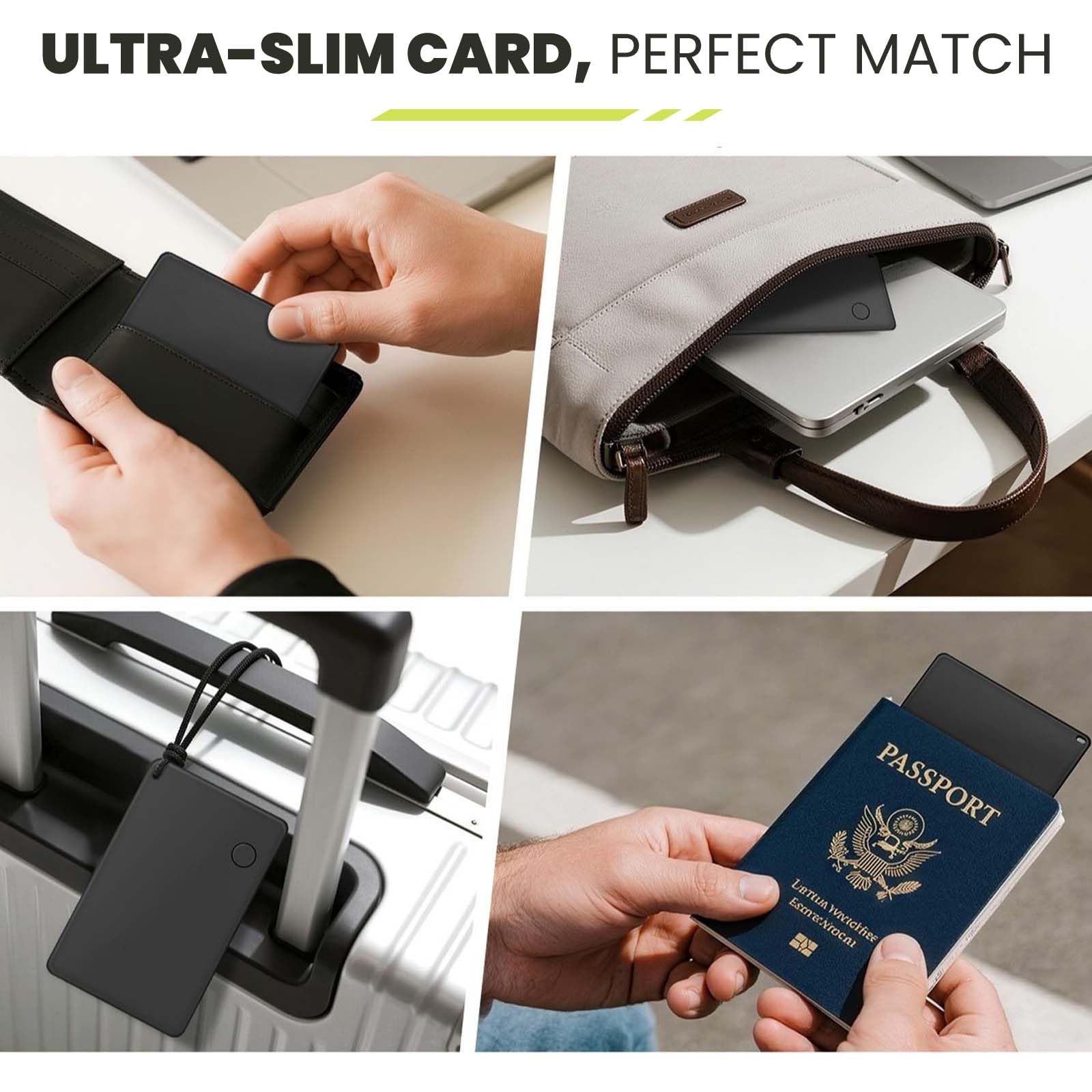 Scheda di monitoraggio del portafoglio compatibile con Find My, scheda di tracciamento Bluetooth per portafoglio, ultra sottile, ricarica wireless, cercatore di chiavi impermeabile e tracker