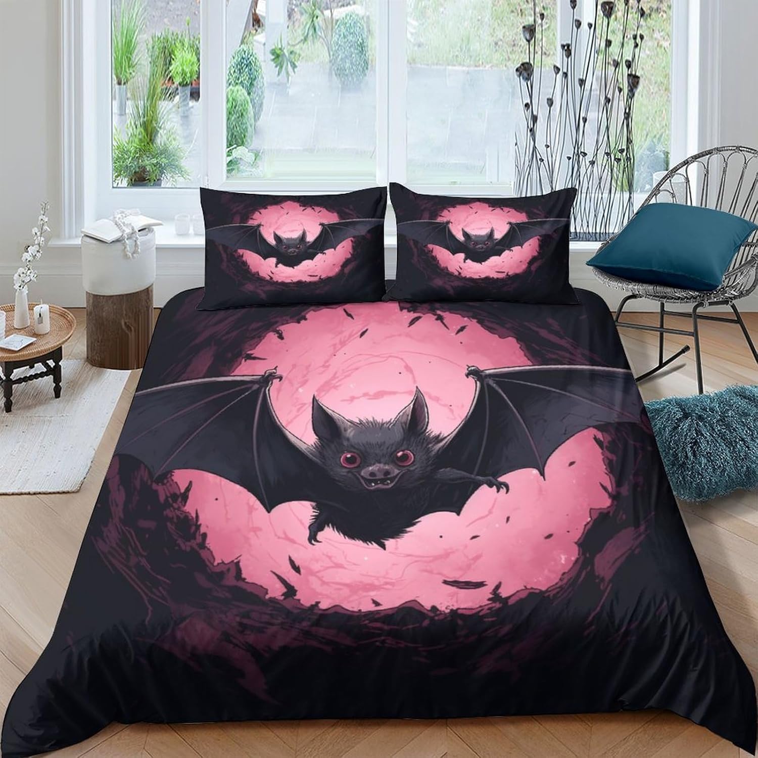 Linge de lit chauve-souris 200x200 cm avec fermeture éclair facile à laver
