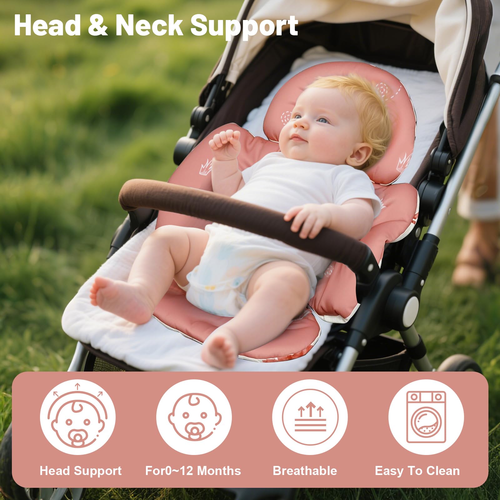 KAKIBLIN Insert pour bébé compatible avec 4moms Mamaroo Swing Graco Swing et siège auto, insert de siège auto pour nouveau-né filles garçons, design réversible respirant soutien de la tête et du corps