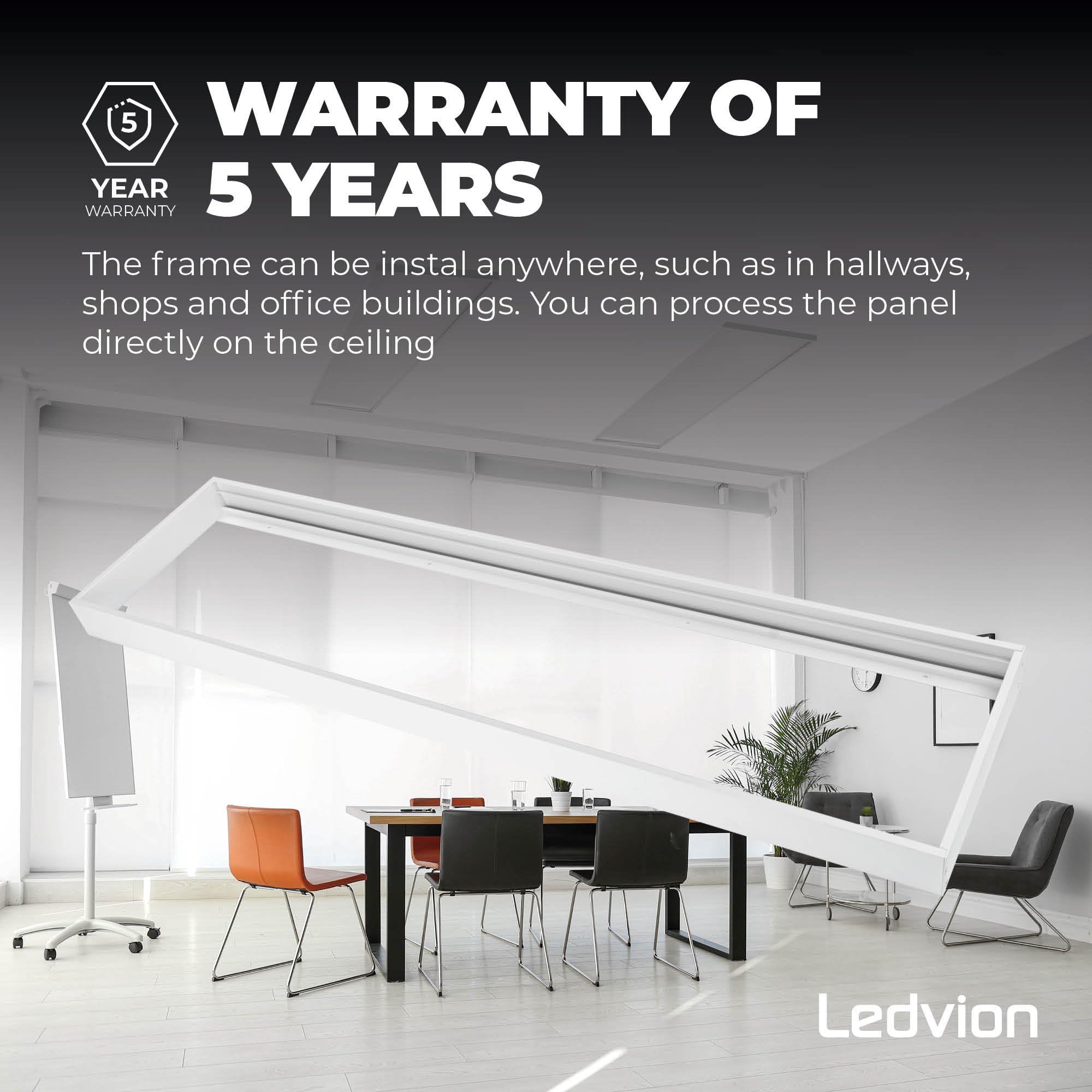 Ledvion LED Panel Einbaurahmen 120x30cm Weiß Aluminium