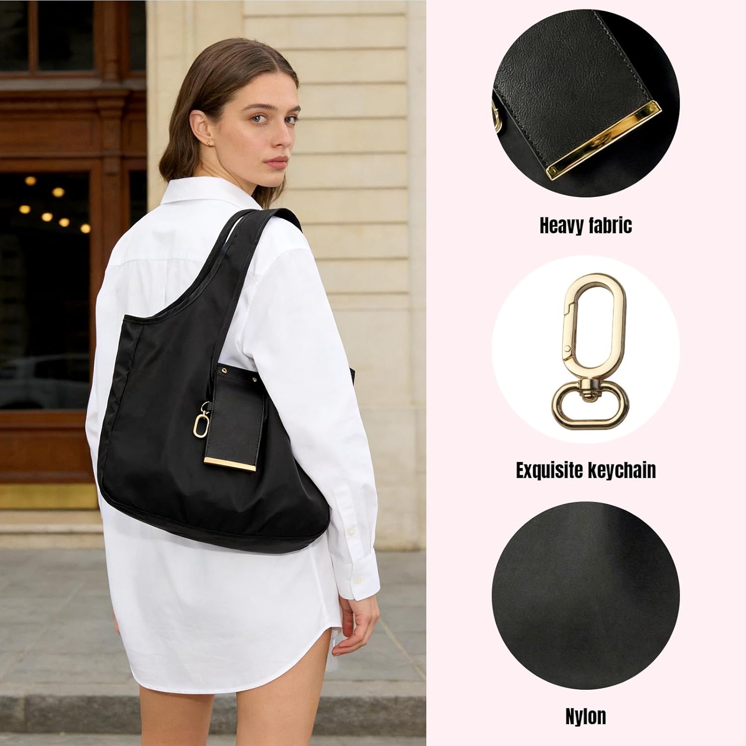 Keychain Tote Bag, Foldable & Reusable Mini Bags with Key Ring，Waterproof Expandable Handbag for Daily - Image 6