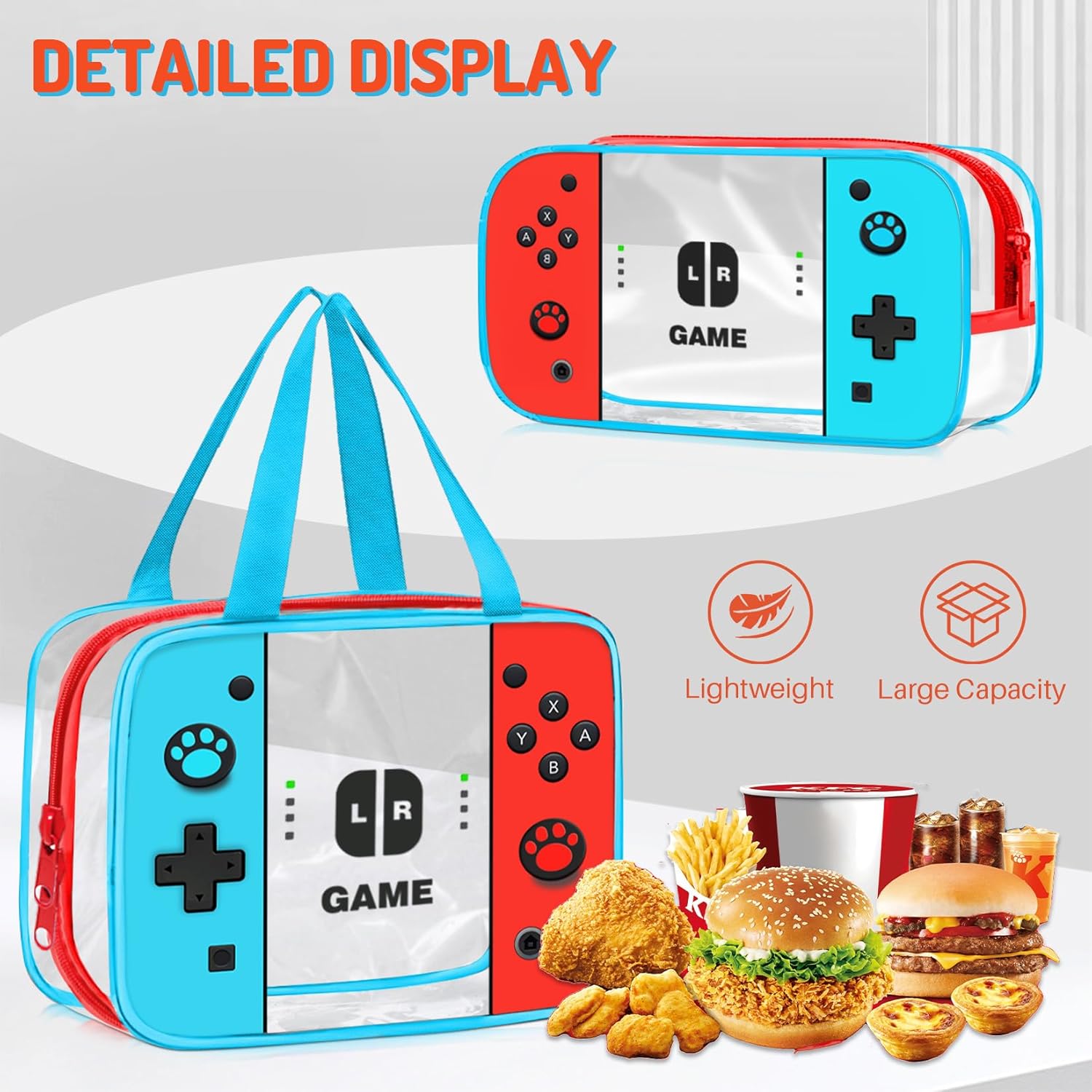 Boys Clear Backpack for School - Gamer Kids Clear Backpacks for Boys,3PCS Heavy Duty Transparent Bookbag and Lunch Box Set - See Through PVC Transparent Bookbag with Multiple Pockets - Image 4