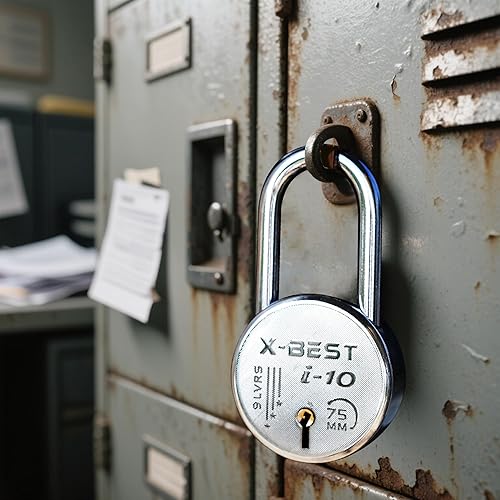 Miniatura 8 de Candado de 2.953 in con llaves, grillete largo para uso en exteriores e interiores, valla, puerta, caja de herramientas, paquete de 1 cadena