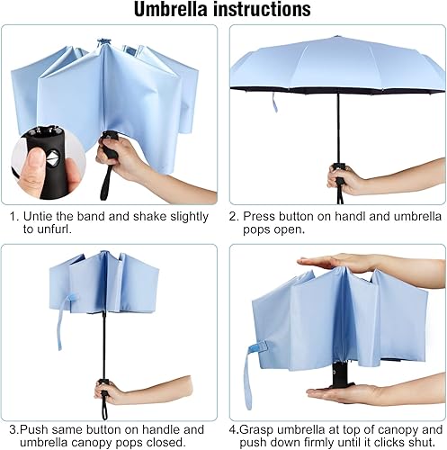 Miniatura 5 de Shinok Paraguas de viaje compacto plegable paraguas ligero auto apertura cierre para mujer sombrilla