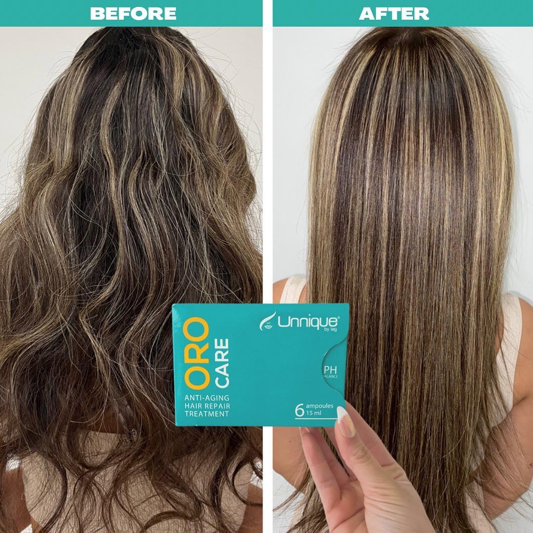 UNNIQUE Oro Care Post-Treatment Hair Care Ampoules - Keratin Treatment Extender & Your Keratin Insurance to Lock in Salon Results and Restore Hair Strength