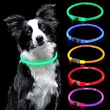 AUAUY Collare Luminoso per Cani, Collare per Animali Domestico LED Ricaricabile USB, Collare di Lunghezza Regolabile Impermeabile per Cani di Taglia Piccola Media Grande e Gatti (Verde)