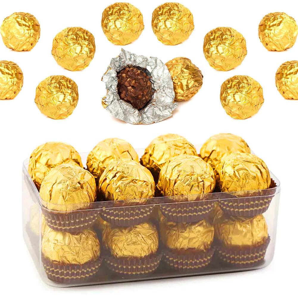 300 Stück Folie Papier Wrapper Goldpapie zum Basteln Schokoladen Verpackung Papier Geschenkpapier aus Aluminiumfolie Bonbonpapier für DIY Süßigkeiten und Schokoladenverpackung