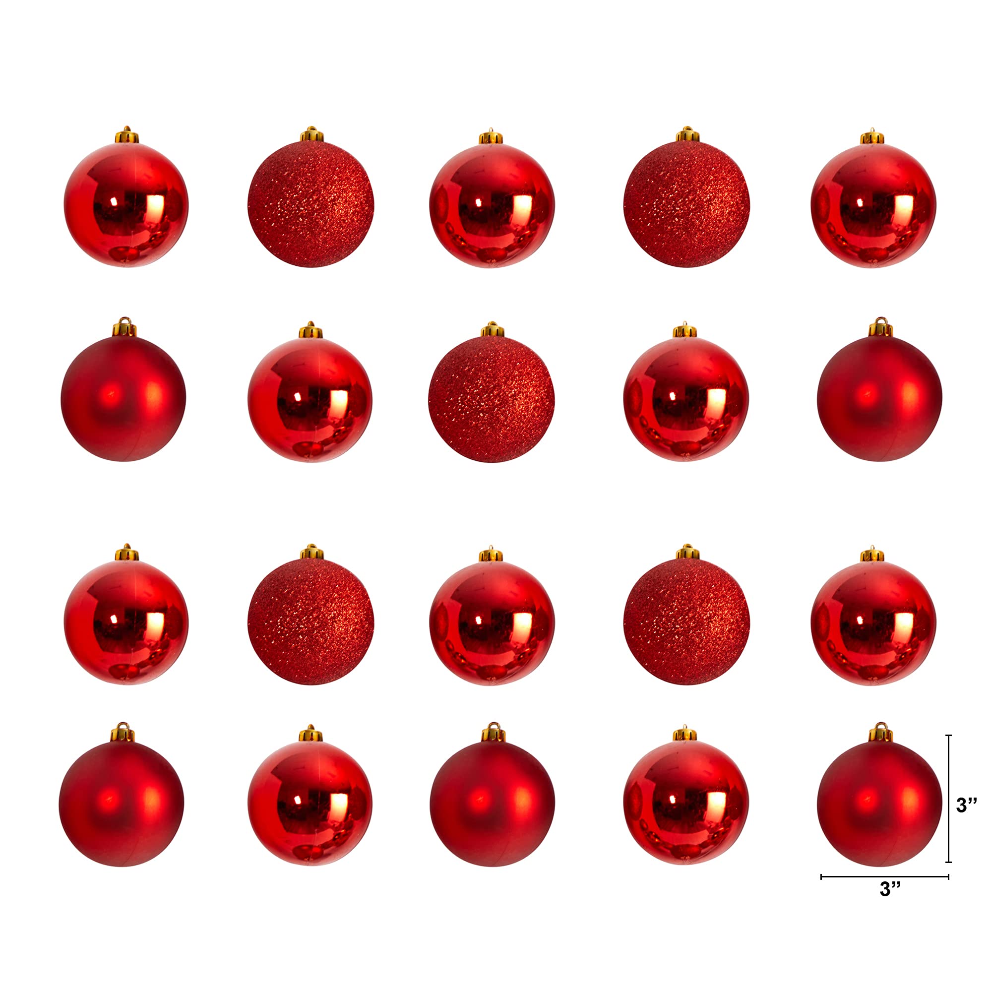 Lot de 20 décorations de Noël incassables avec boîte de Rangement réutilisable 7,6 cm