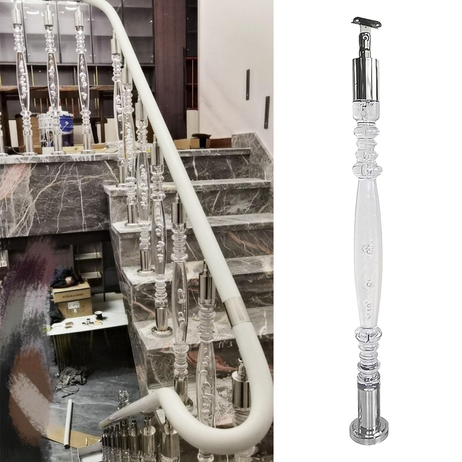 Poteaux de rampe d'escalier en acrylique pour sécuriser un duplex lumineux