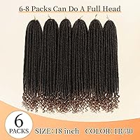Vista 3 de 6 paquetes de cabello de ganchillo Goddess Locs, 18 pulgadas de trenzas de ganchillo rectas Faux Locs, extensiones de cabello sintético suave rizado