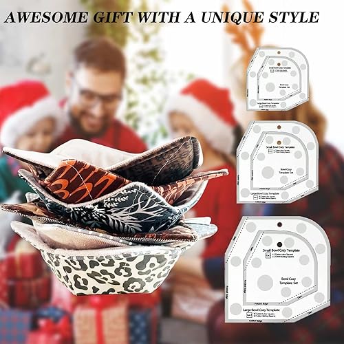 Miniatura 7 de GAZETSZ Plantilla acogedora para cuenco de 3 tamaños, patrones de costura, plantillas de acolchado, reglas y plantillas de acolchado, patrón