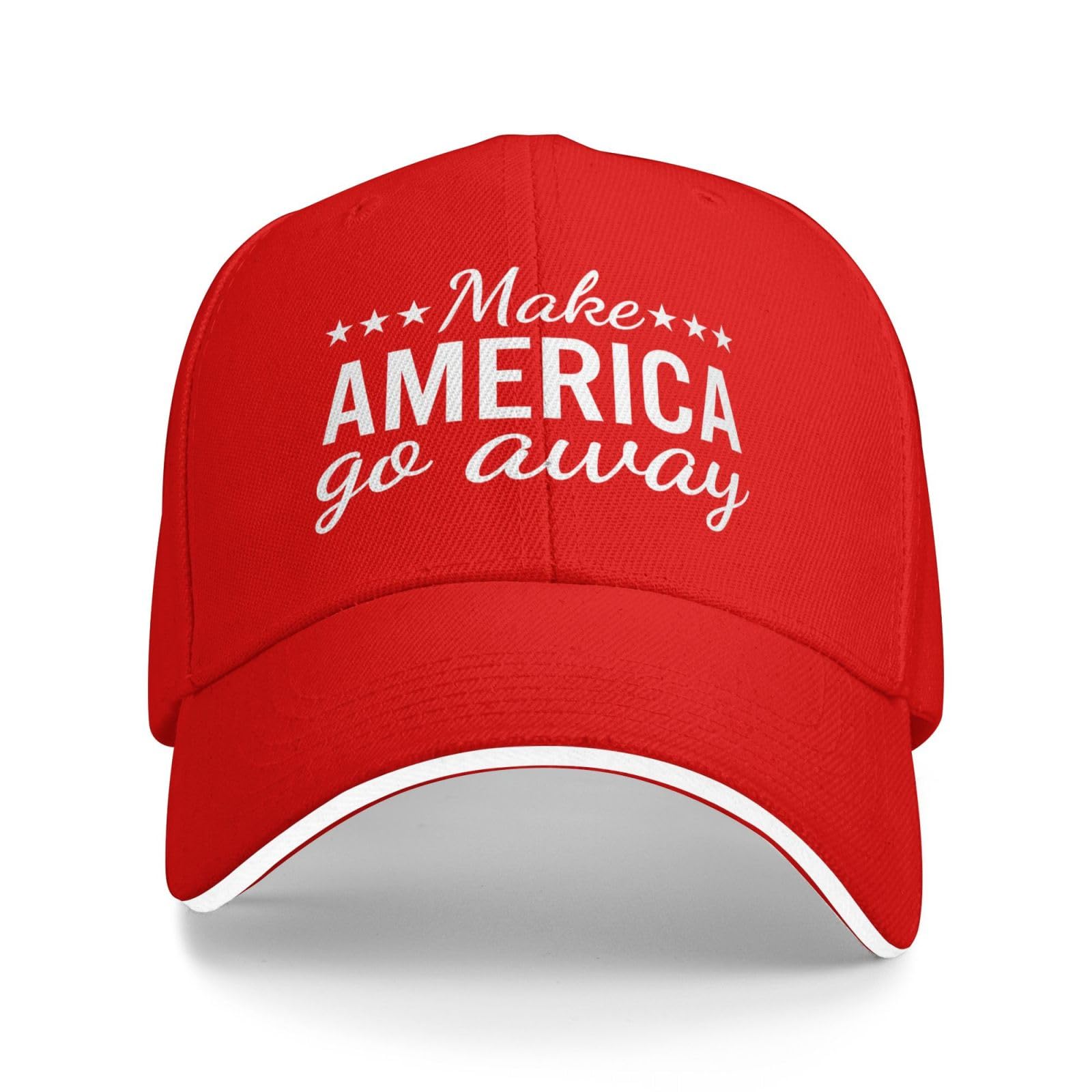 Kwqdozf Unisex Red Make America Go Away Hats Baseball Cap Sandwich Caps