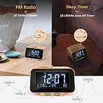 USCCE Digital Clock Radio - 0-100% Dimmable, Dual Alarm with Week/Weekend Mode, 6 Sounds with Adjustable Volume, FM Radio with Sleep Timer, 2 USB Charging Ports, Thermometer, Battery Backup (Wood Finish)