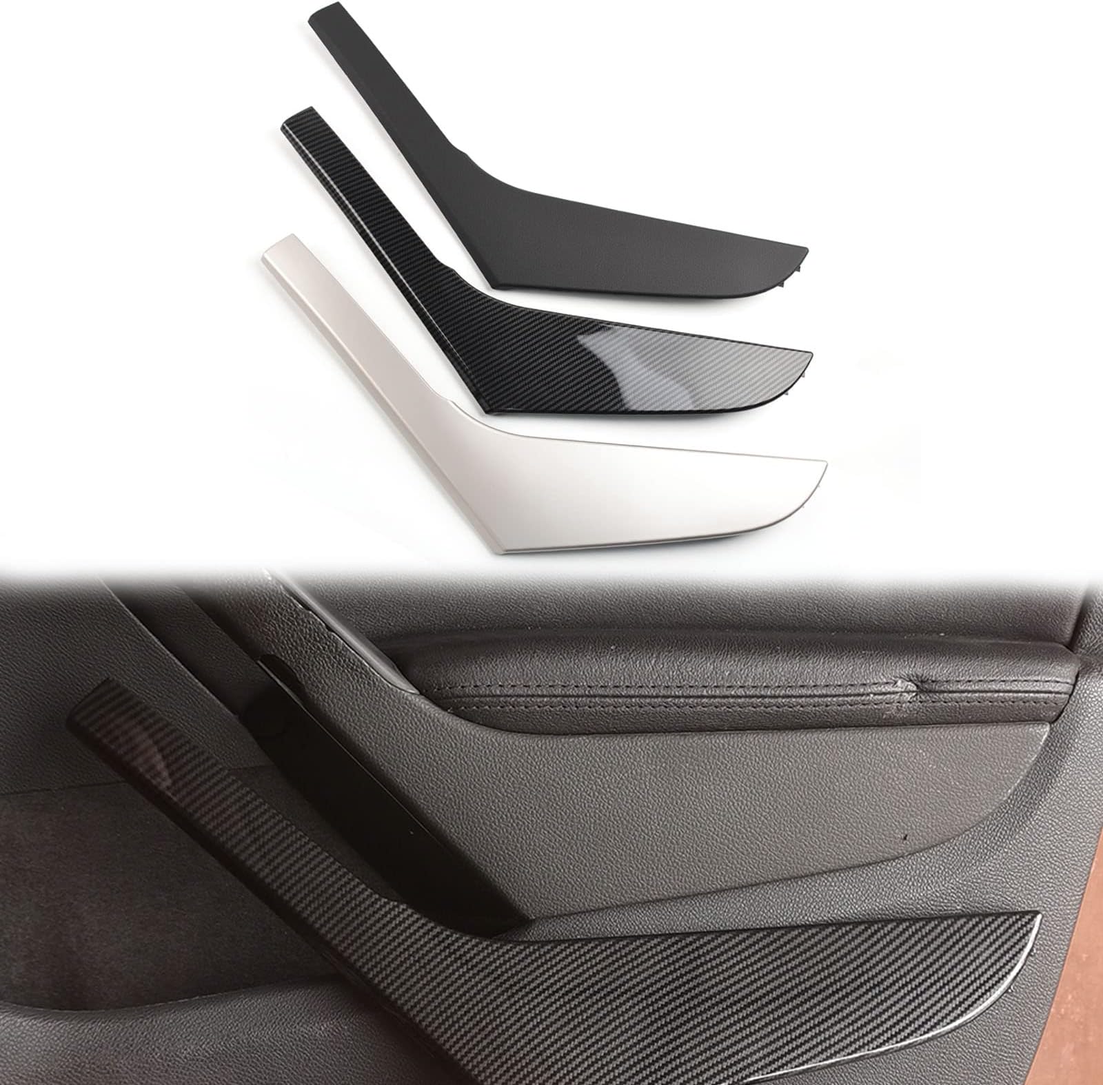 Interior Car Front Rear Left Right Door Handle Cover Panel Trim Replacement for VW Golf 6 Sedan GTI MK6 2009-2014 (Carbon Fiber-Right)