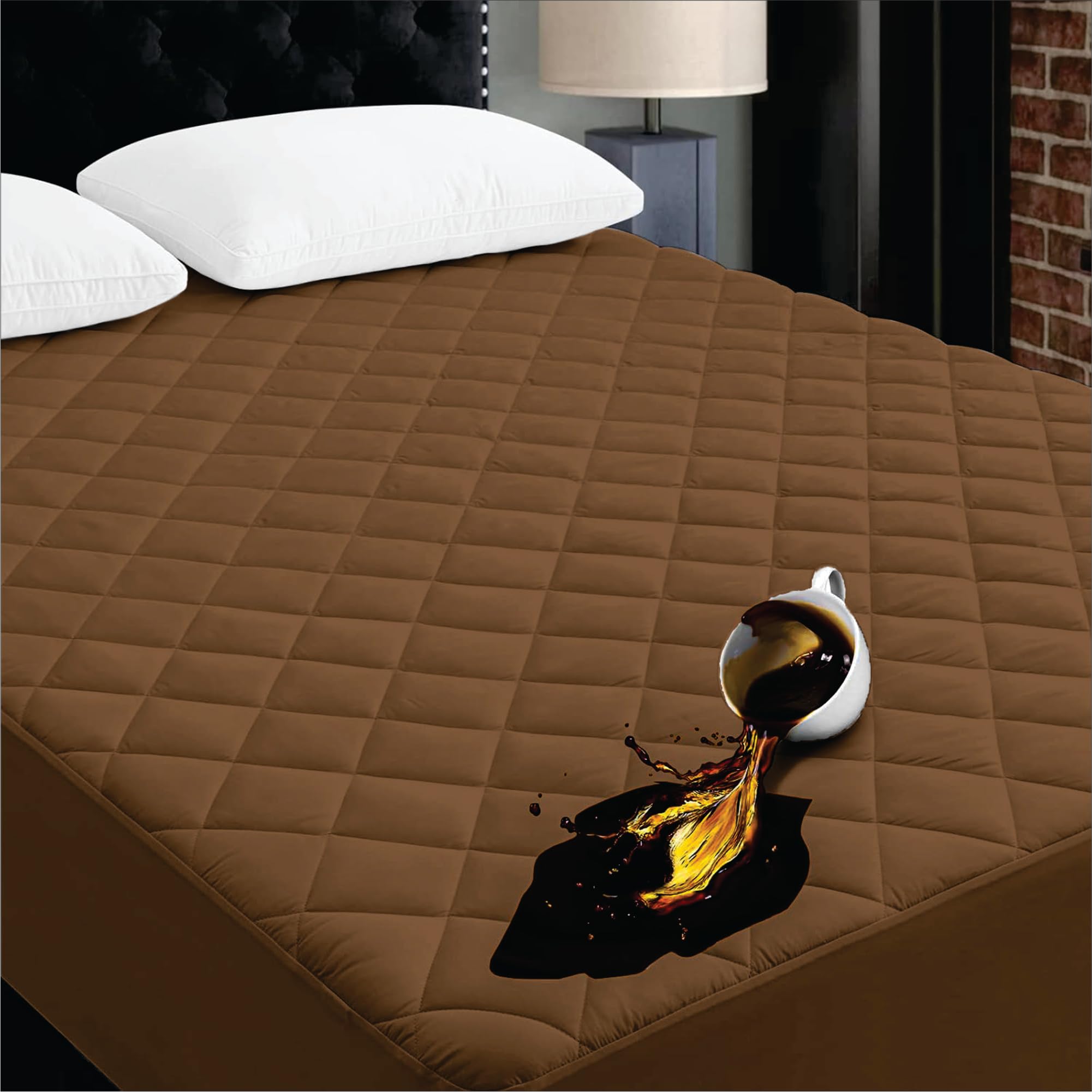 Ayka 100% Waterproof Cotton Quilted Mattress Protector King Size Breathable Hypoallergenic Noiseless Ultra Soft Fitted Bed Protector 78x36 inch Mattress/Bed Cover (Single 78x36 | 6.5x3 ft, Brown)