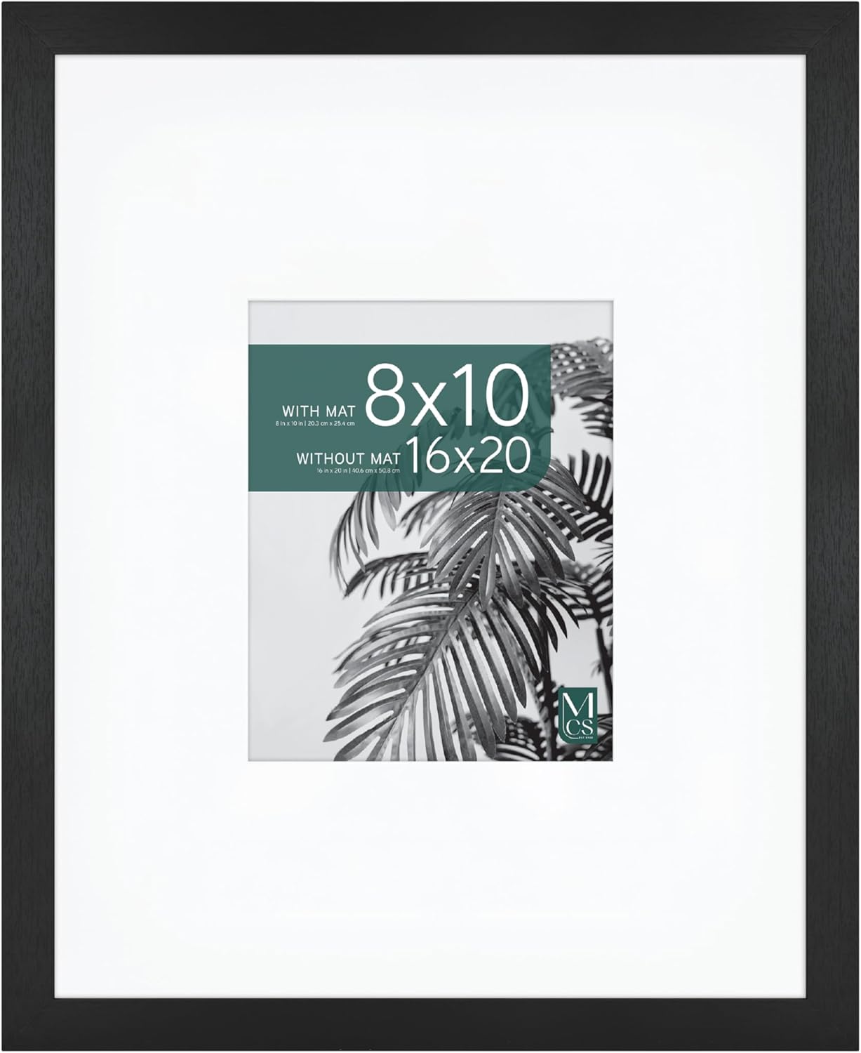 MCS Studio Gallery 16x20 Matted Photo Frame with 8x10 Picture Display, Black Woodgrain Engineered Wood Vertical & Horizontal Wall Hanging Large Picture Frame for Photos & Art Prints (1-Pack)