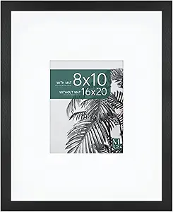 MCS Studio Gallery 16x20 Matted Photo Frame with 8x10 Picture Display, Black Woodgrain Vertical & Horizontal Wall Hanging Large Picture Frame for Photos & Art Prints (1-Pack)