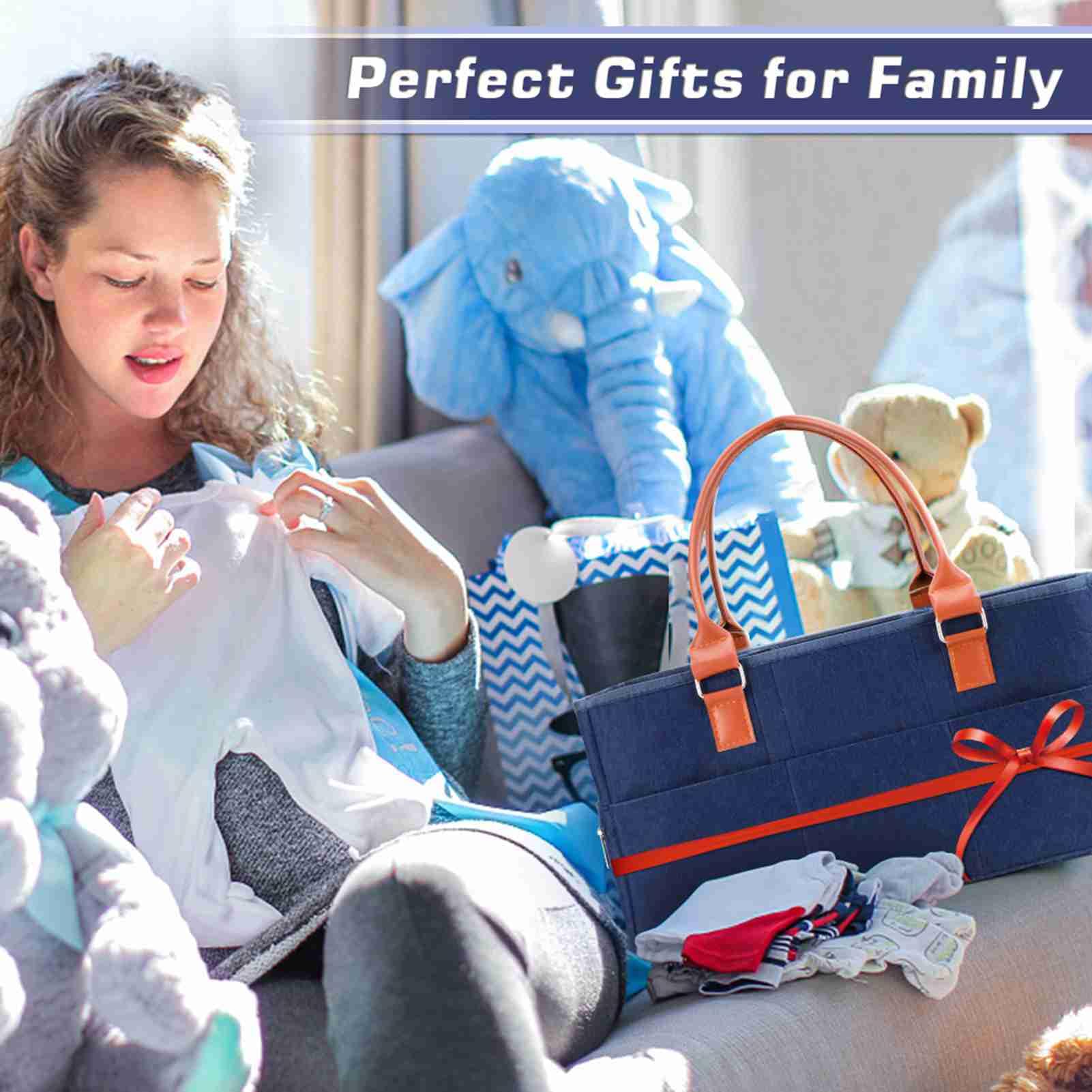 Pilipane Nappy Caddy Organiser,Nappy Caddy,Baby Caddys Organisers for newborn,Large Portable Nappys Storage Basket with Personality Detachable Divider,Baby Caddys Storage for Indoor Outdoor - Image 2