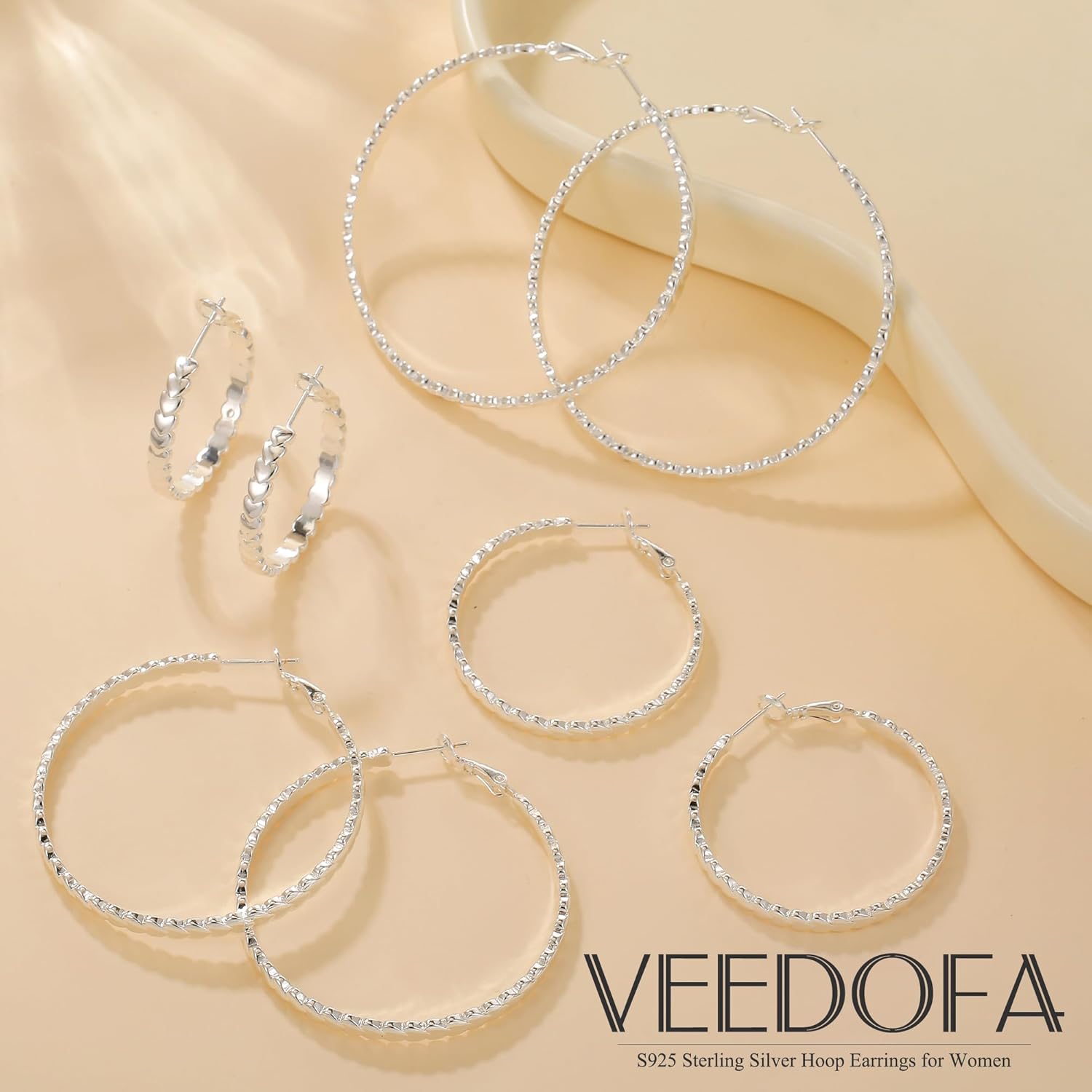 925 Sterling Silver Hoop Earrings for Women - Hypoallergenic Trendy Thick Large Hoops with Gift Box, Lightweight Heart Earrings for Women - Image 7