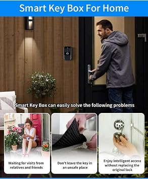 Smart Key Storage Box, Smart Key Lock Box, Fingerprint Authentication, Password, Wall Mounted, Punch Free, Smart Remote Unlock, Anti-theft, Multi-functional, Supports Remote Control