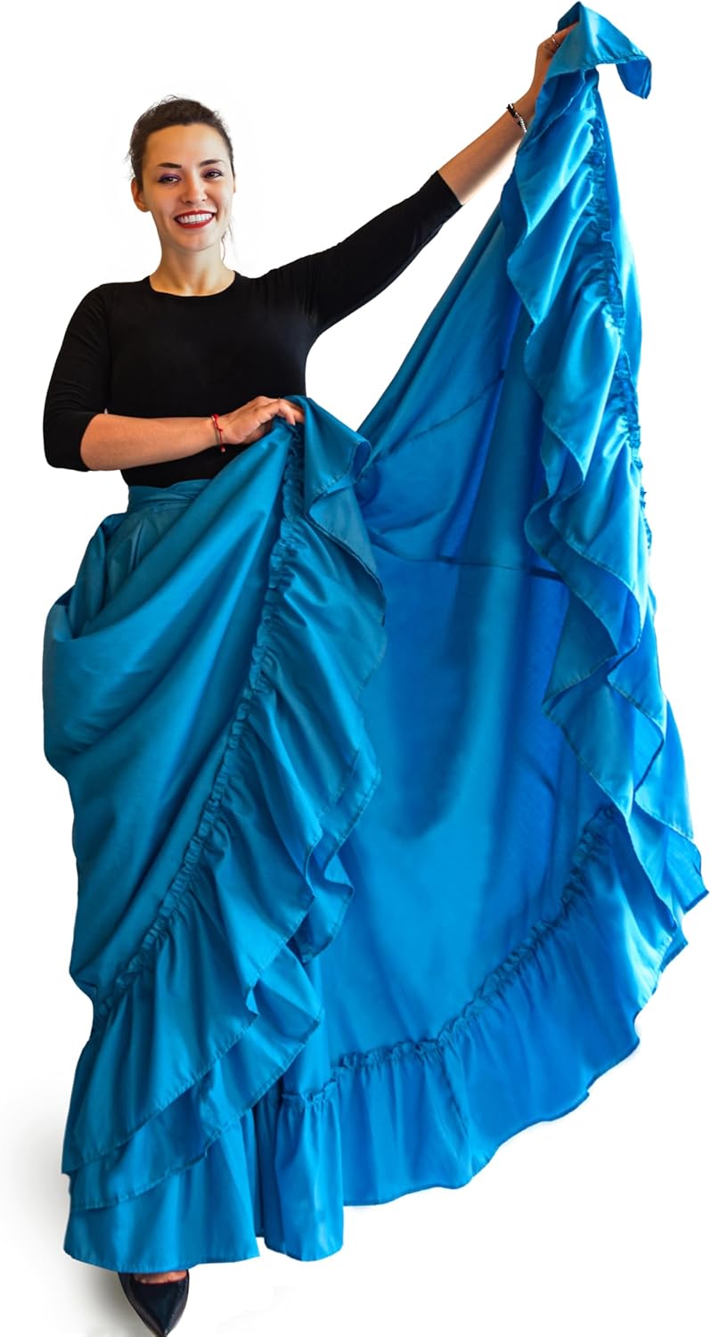 Professional Dance Skirt for Folkloric Mexican Dance, Bomba, Plena or Flamenco Dancing | Double Circle | - Image 2