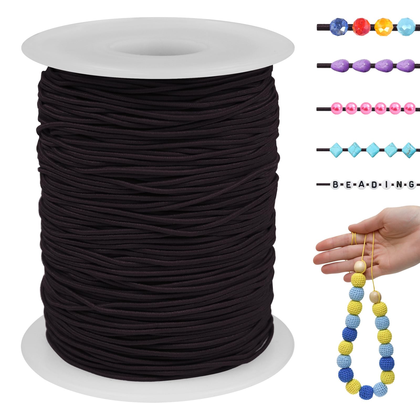 LEREATI Elastic String for Bracelets 328 Feet 0.8mm Elastic Cord for Jewelry Making Stretchy Bracelet String for Bracelet Making, Necklaces, Beading and DIY Crafts (Coffee)