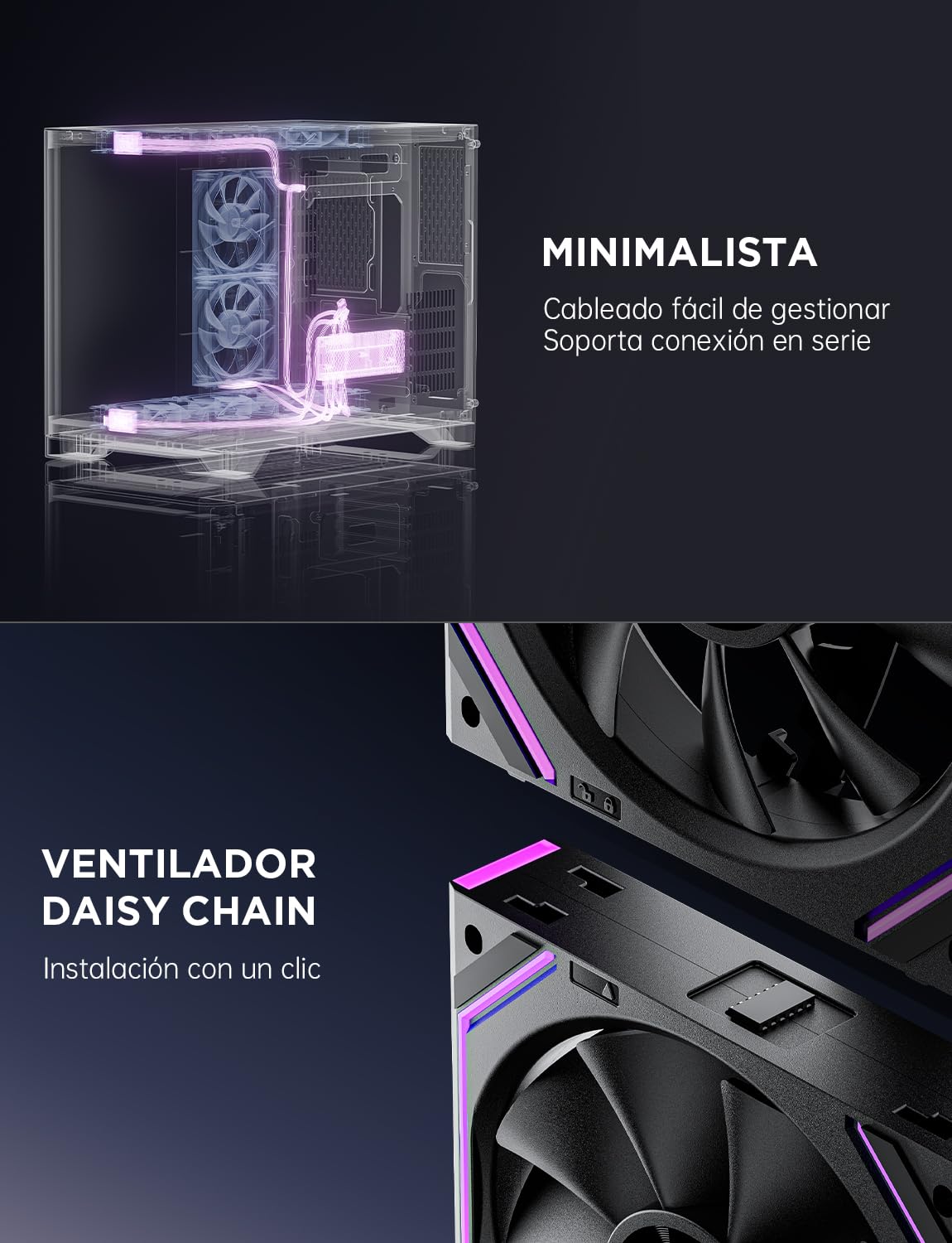 Asiahorse Dawn - Ventilador de caja de 120 mm, ARGB PWM 1850RPM/71CFM Airflow, diseño de paletas hacia adelante y hacia atrás, bajo ruido, rodamientos HDB de precisión de alto rendimiento, ventilador