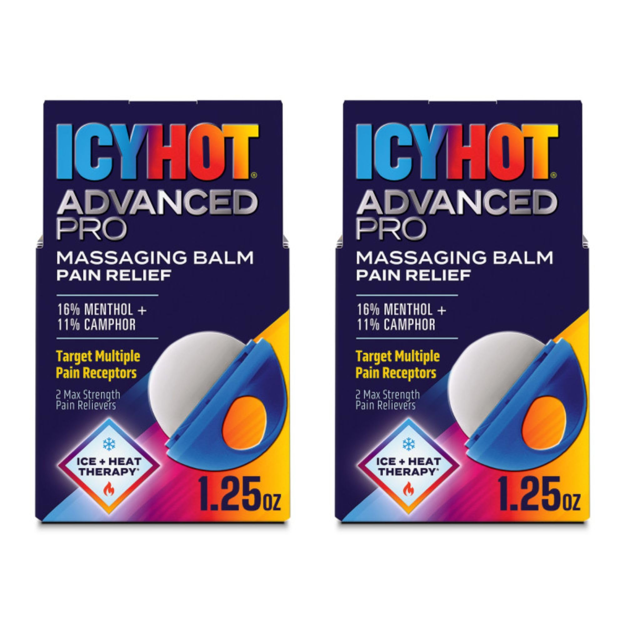 Icy Hot Advanced PRO Pain Relief Massaging Balm, Fast-Acting Max Strength Pain Relief with Menthol 16% and Camphor 11% for Backaches, Joints, Muscle