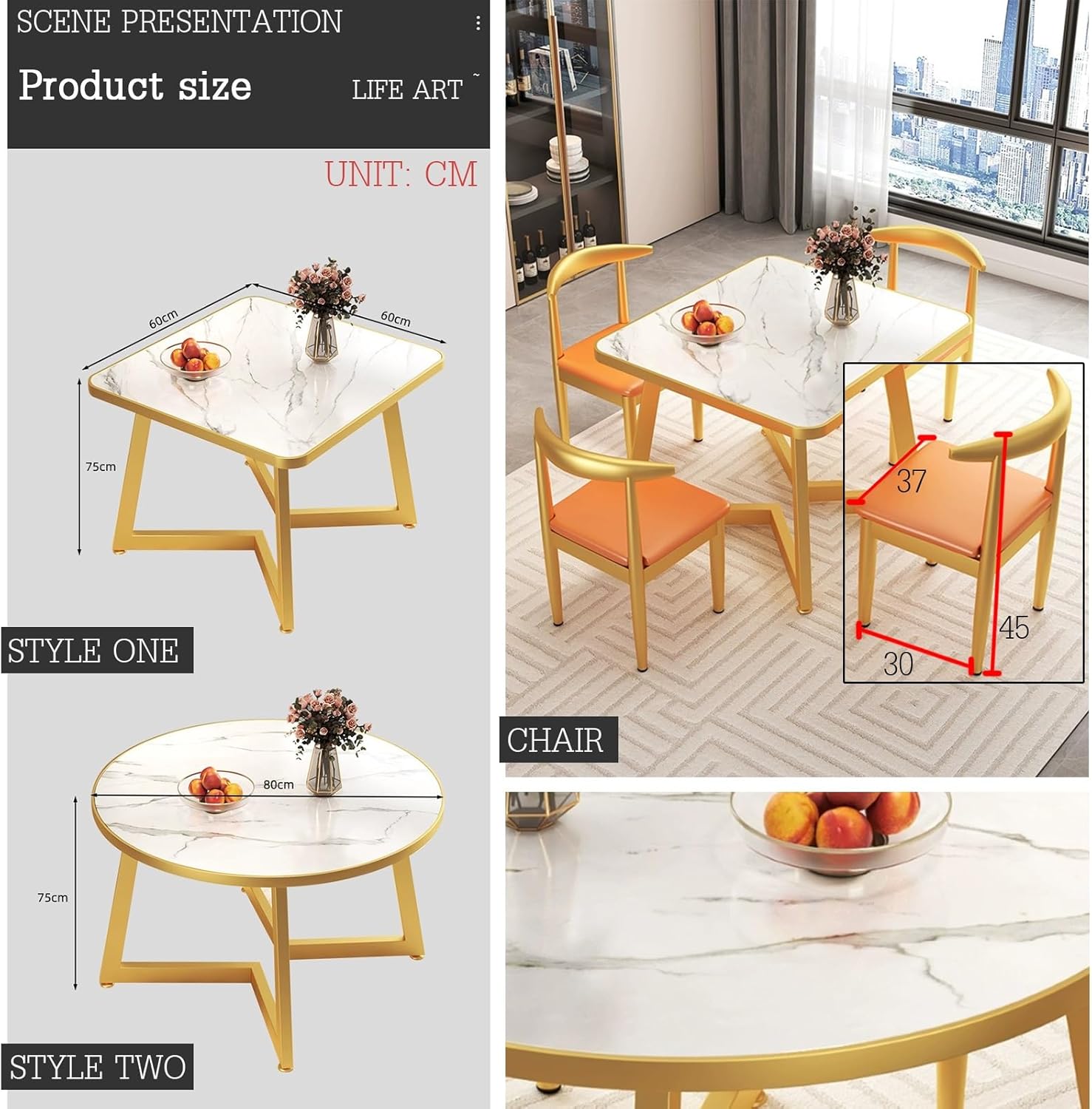 Reception Table and Chair Combination,for Combination Office, Office Reception Room Club Table and Chair Set, Negotiation Table Sales Office Shops Meetings Small Round Ta,Black-S-Skin