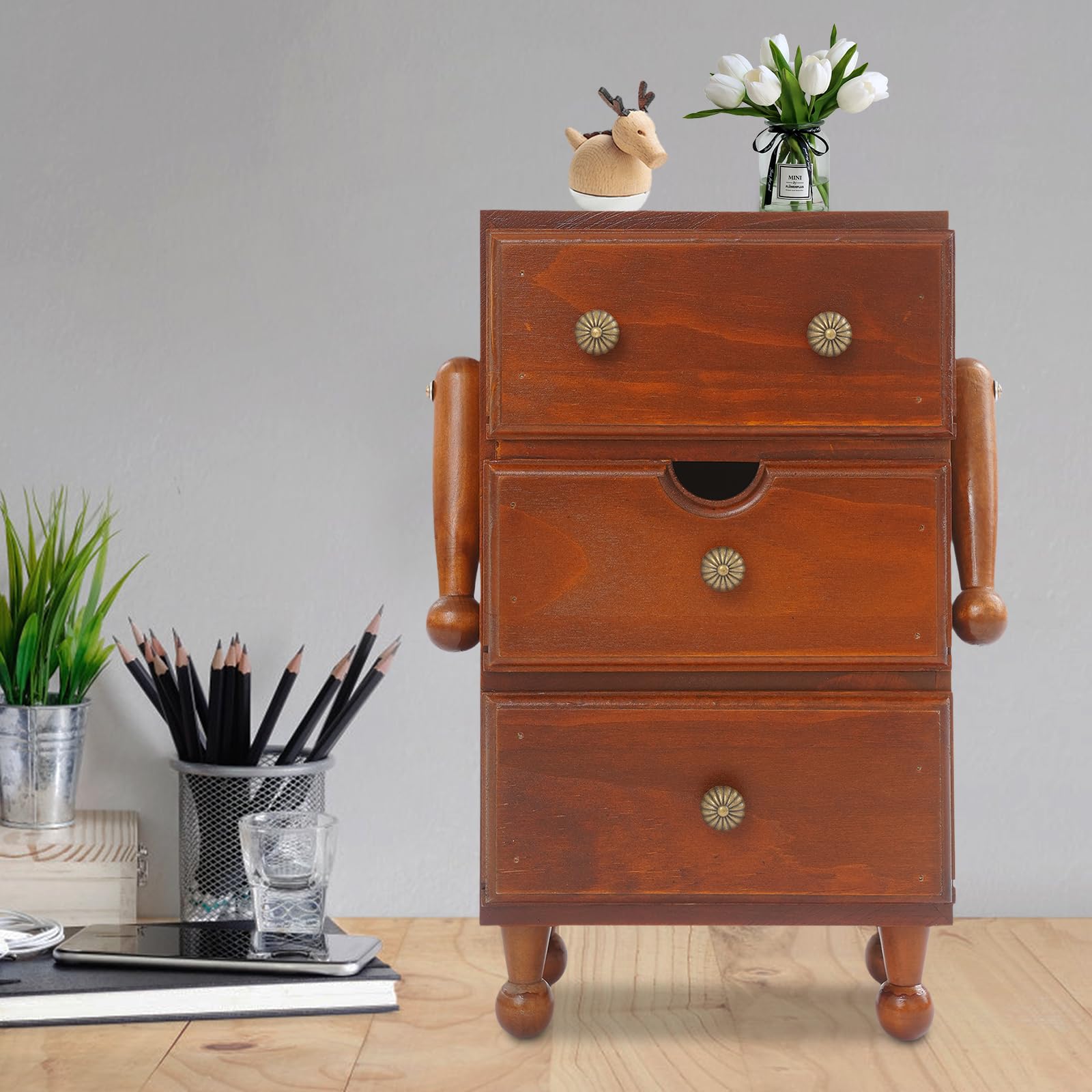Amazon.com: 3-Tier Vintage Storage Cabinet with 3 Drawers